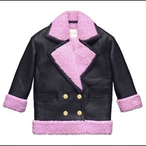 Kenzo x H&M Black Leather Pink Oversized Coat